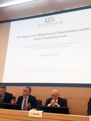 George Bazinas presented at the Community of Practice on Insolvency Conference jointly organized by the Bank of Italy and the University of Florence in Rome